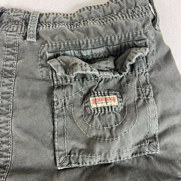 True Religion Pants Mens 38 Gray Cargo Anthony Distressed Logo Drawstring - Picture 16 of 16